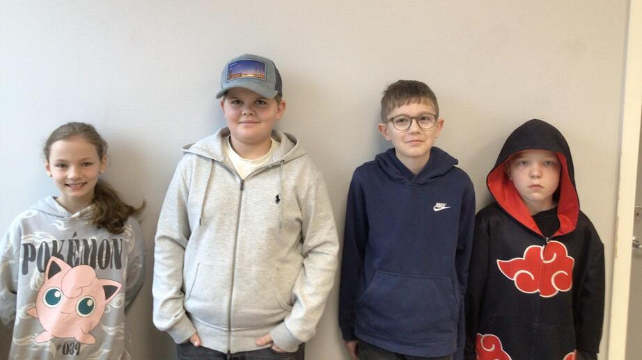 Elsa, Marius, Hugo och Eli från klass 5 i Unnarydsskolan