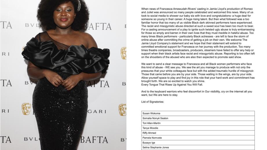 Susan Wokoma och det öppna brevet hämtat från The Guardian