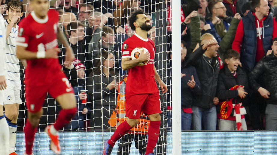 Liverpools Mohammed Salah under matchen mot Atalanta.