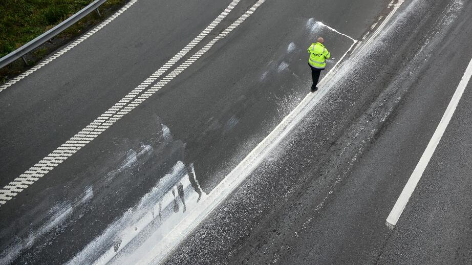 Inte första gången mjölk spillts på vägarna. Bilden är från Jönköping 2016.