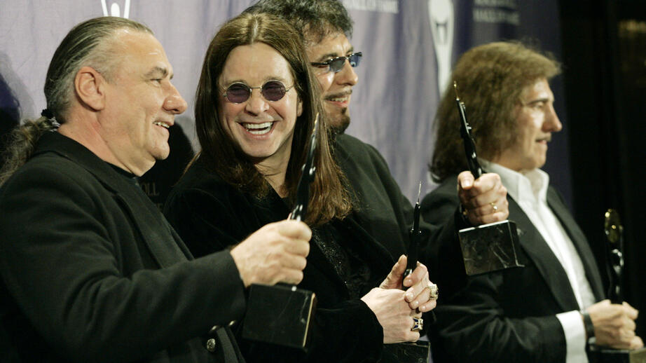 Ozzy Osbourne med resten av Black Sabbath när de blev invalda i Hall of Fame 2006