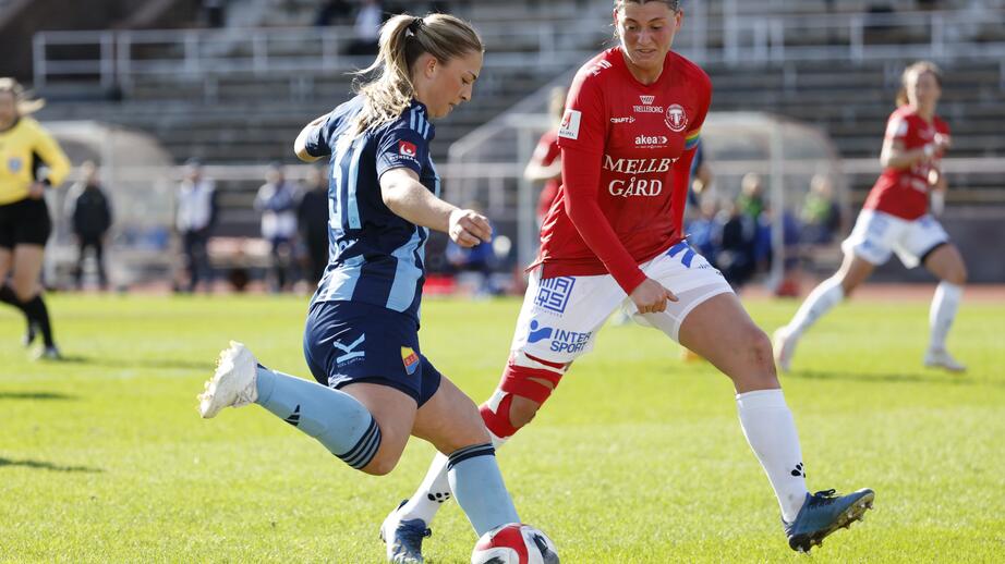 Trelleborg FF:s lagkapten Saga Ollerstam i premiärmatchen mot Djurgården. 