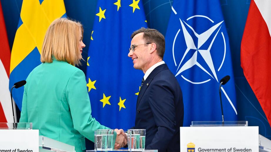 Statsminister Ulf Kristersson och Lettlands premiärminister Evika Siliņa.