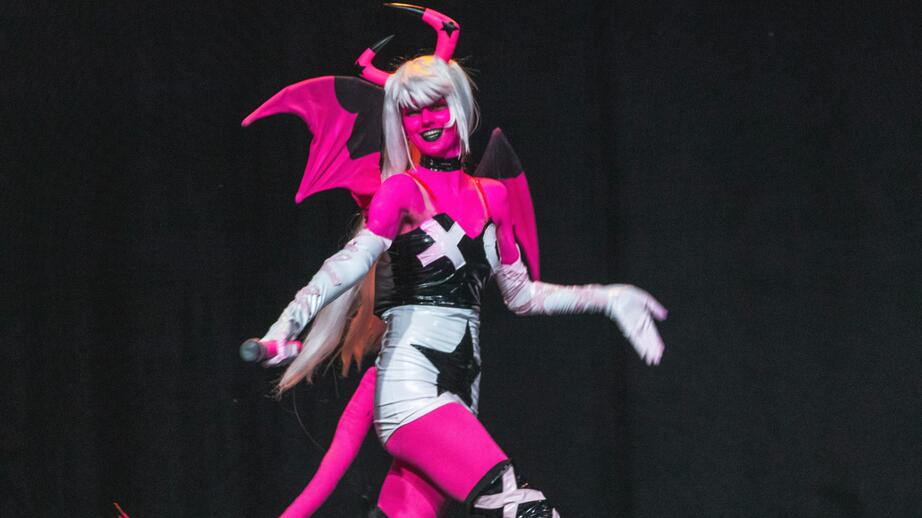 Fenix, 15 år, som Verosika Mayday på Comic Cons walk-on.