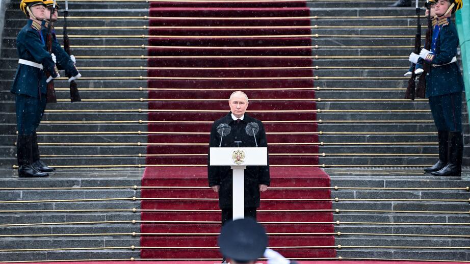 Vladimir Putin på ceremonin i Moskva i dag.