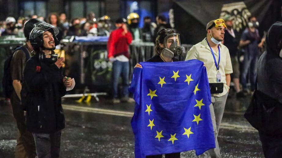 EU-vänlig demonstrant i Tbilisi i början av maj.