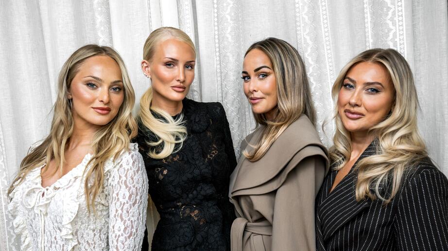 Alice Stenlöf, Lovisa Worge, Klara Elvgren och Hanna Friberg som är aktuella med serien ”Girls of Stockholm” på Prime Video.