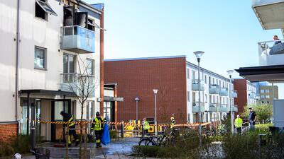 FEM TILL SJUKHUS EFTER LÄGENHETSBRAND HELSINGBORG. Foto:  / TT