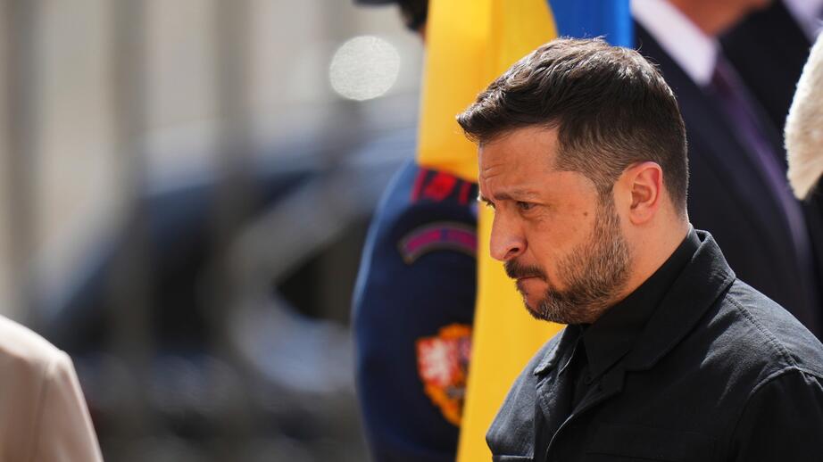 Ukrainas president Volodymyr Zelenskyj i söndags. 