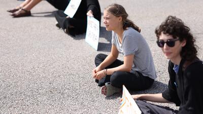 GRETA THUNBERG OLJEHAMNEN I MALMÖ . Foto: Andreas Hillergren/TT