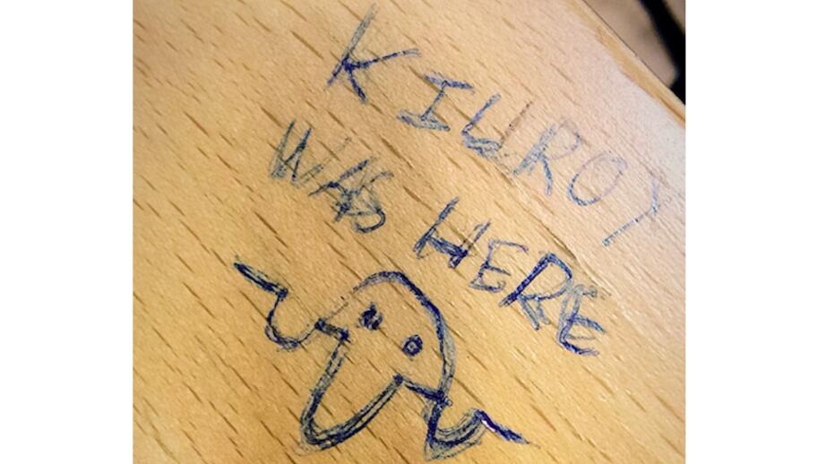 Kilroy finns att hitta på JMK i Stockholm