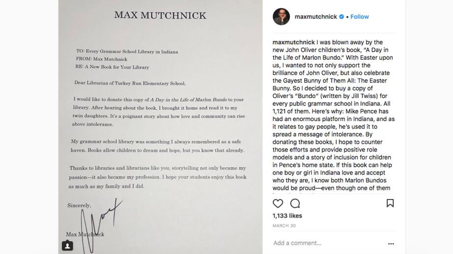 Max Mutchnicks inlägg på Instagram.